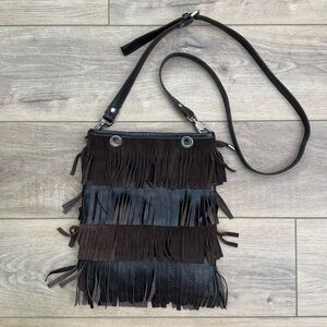 Innue‎ Italy Leather Fringe Crossbody Bag Western Country Buffalo Bill